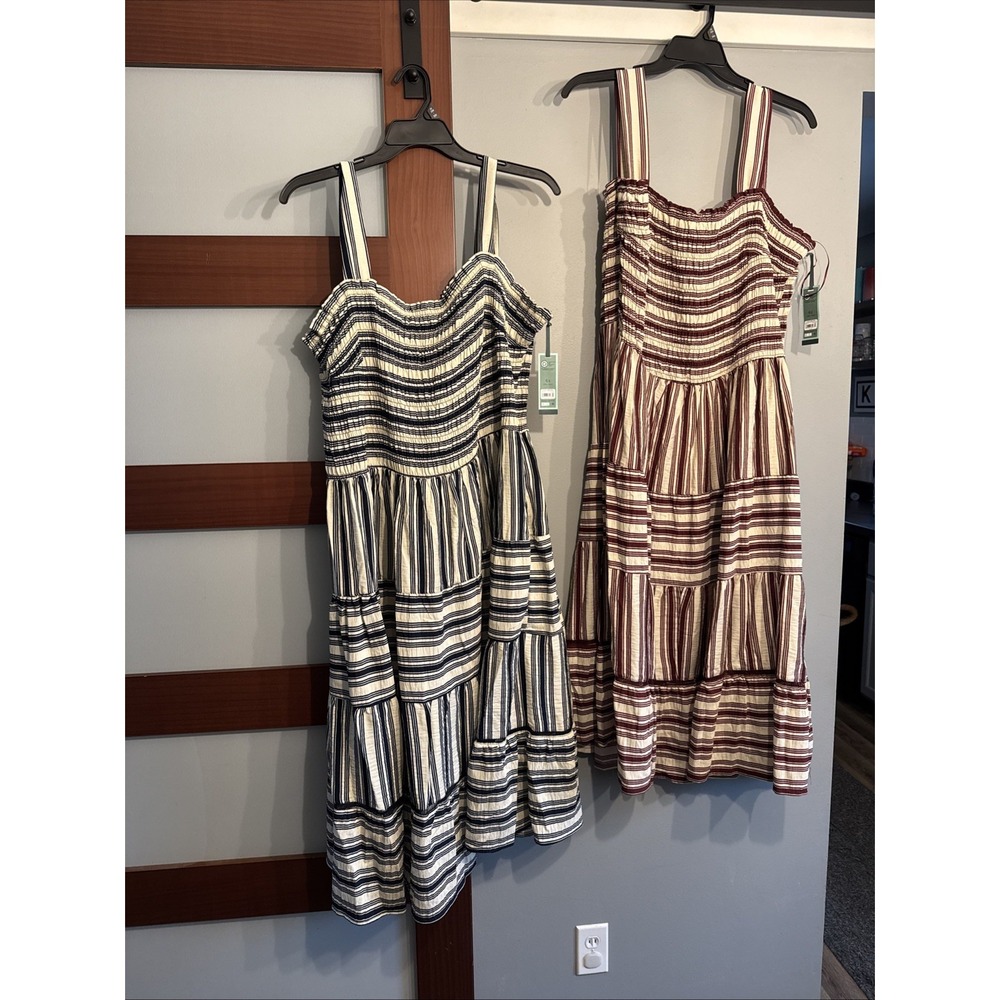 2 Terra & Sky Woman Size 4X Sleeveless Midi Tiered Dresses Linen Stretch NWT